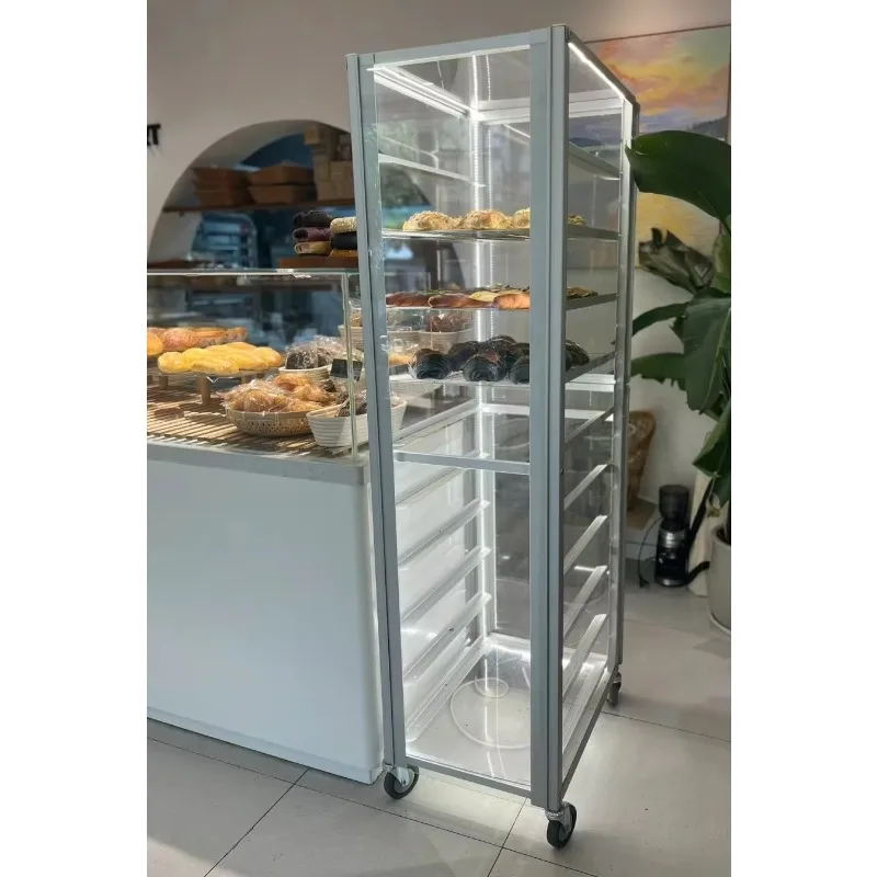Aluminum Bread Rack 4 Wheels 20 Pans Pizza Pan Trolley Cooling Trolley for Drying Food