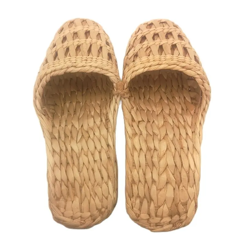 Jarycorn 2023 Summer Fashion Unisex Home Women\'S Straw Slippers New Couple Cane Shoes Handmade Natural Style Comfortable Sandals