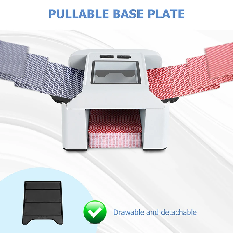 

Машина для перемешивания карт с низким уровнем шума, перезаряжаемая батарея емкостью 2000 мАч, ловцы для 1-2 колод карт UNO, электрические и автоматические