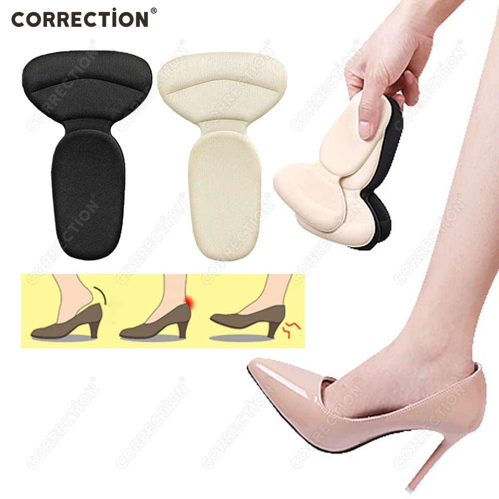 Women’s High Heel Sneaker Inserts T-Shape Sponge Heel Stickers Self-Adhesive Easy Installation Heel Protector Cushion Pad