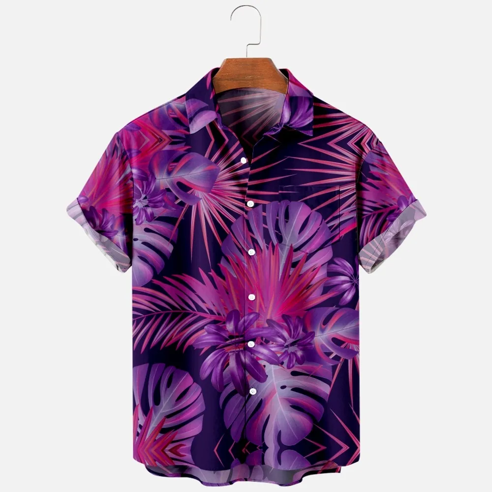 

Men's Fashion T Shirts Hawaiian Tropical Camicias 3d Print Cozy Casual One Button Shirts Short Sleeve Beach Oversized Clothes 19