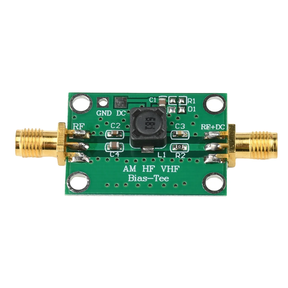 25K-100MHz RF Wideband Amplifier Module Coaxial Feed Biaser Low Insertion Loss HF AM DC 1-50V