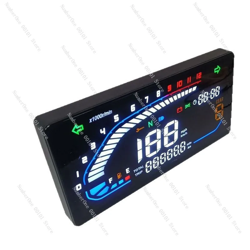 Flat-panel CM150 motorcycle digital instrument with adjustable clock parameters and automatic brightness adjustment