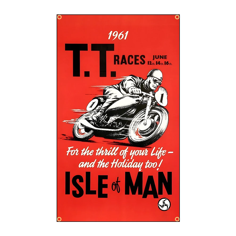 3X5FT Isle Of Man TT Flag Polyester Digital Printing Racing Banner for Garage Wall Art Out Door Decoration With Brass Grommets