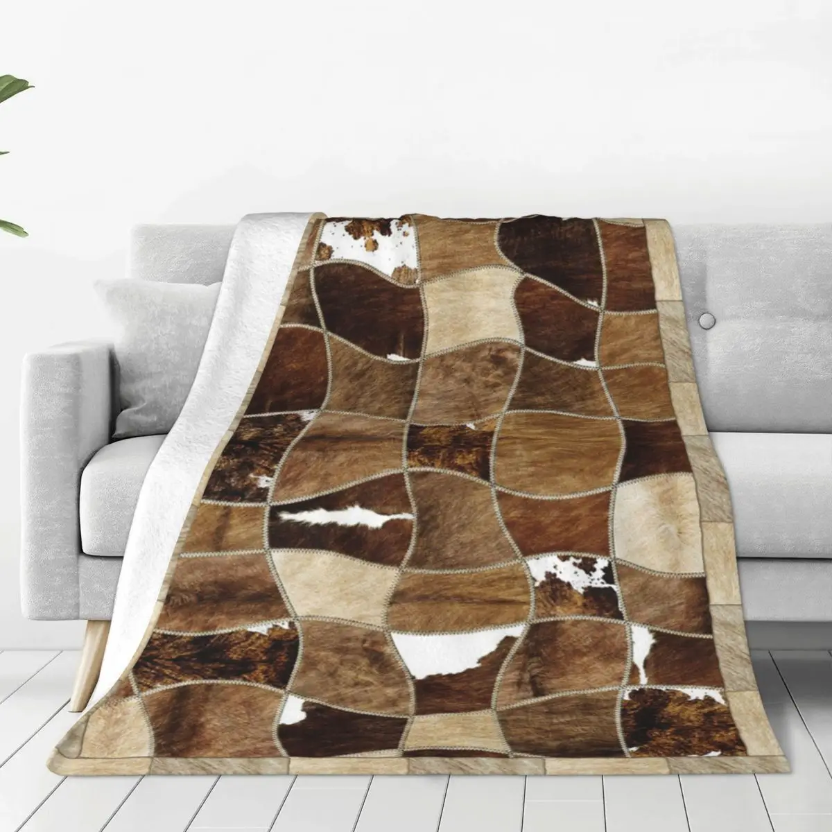 Cowhide Animal Feather Blanket Fleece Decoration Breathable Ultra-Soft Throw Blankets for Home Office Bedspreads