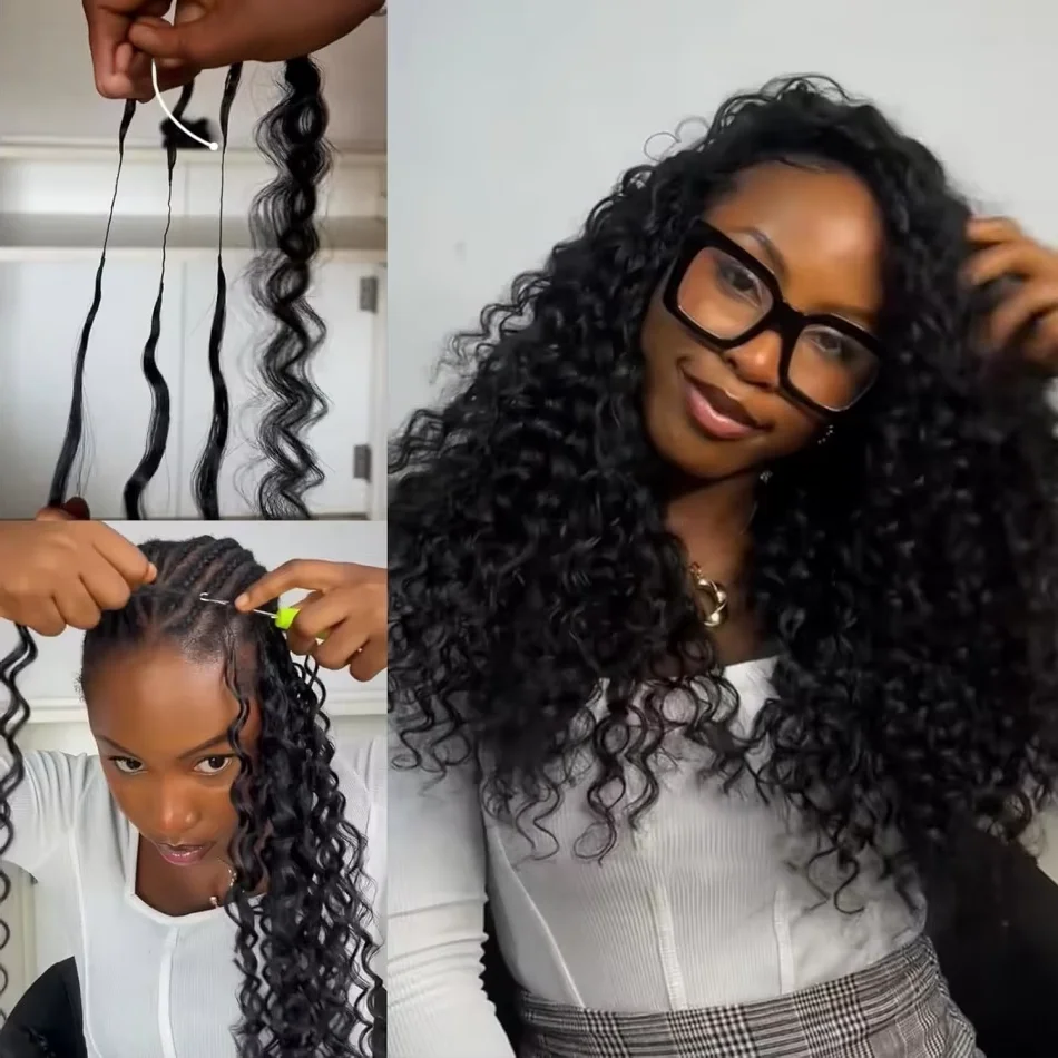 

Pre-Separated Crochet Feather Hair Extensions Burmese Curly Human Hair Kinky Curly Crochet Human Hair Knotless