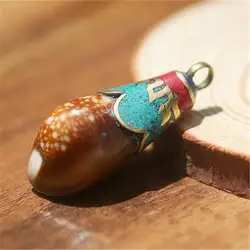 TBP063 Tibetan Metal Capped Natural Seashell Pendants,Wholesale Nepal Tibet Handmade Amulets Jewelry