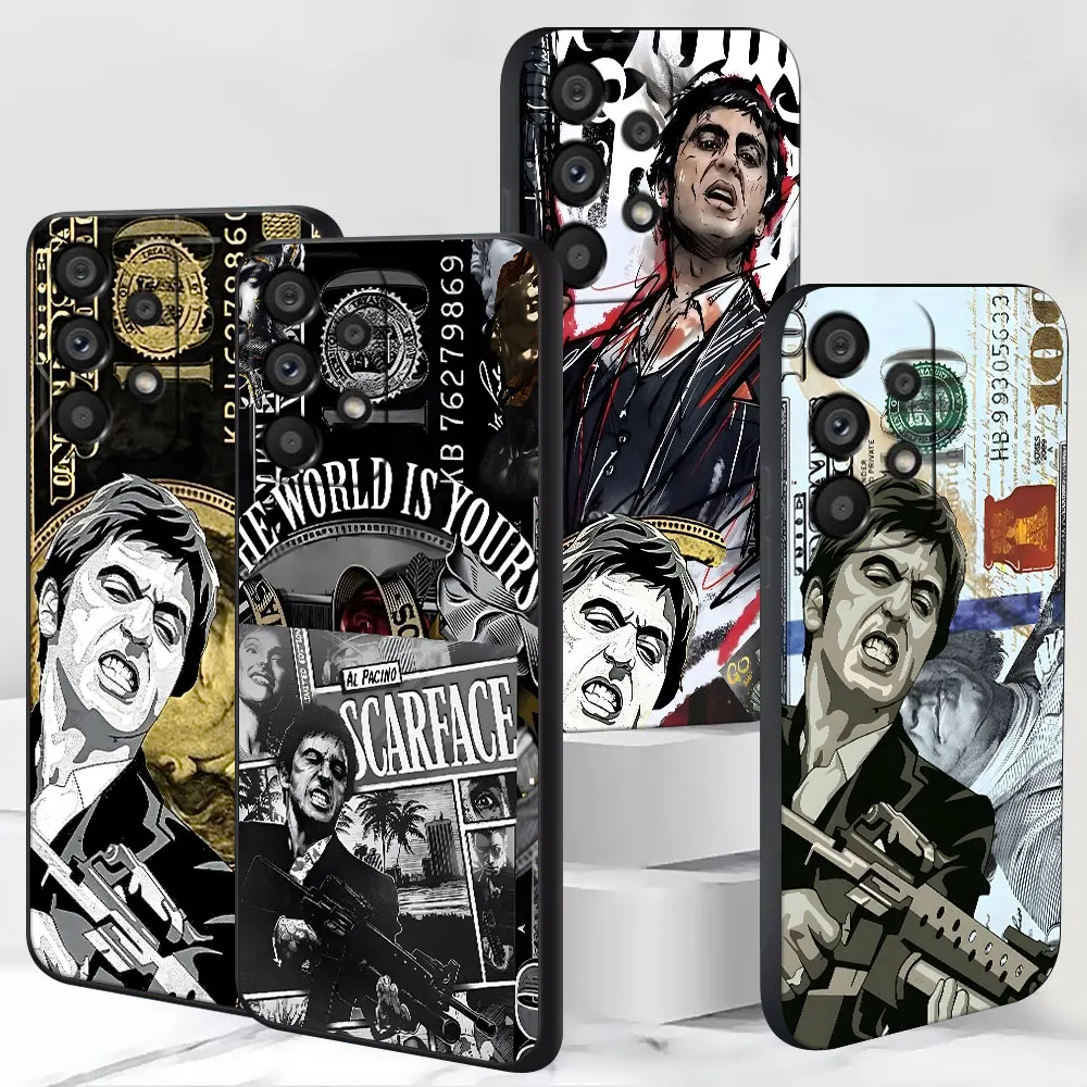 Black Frosted Case For Samsung Galaxy A10 A10s A20 A20s A70s A06 A9 A7 A8 A04s A50s A5 A50 A04 A04e Soft Phone Cover S-Scarface