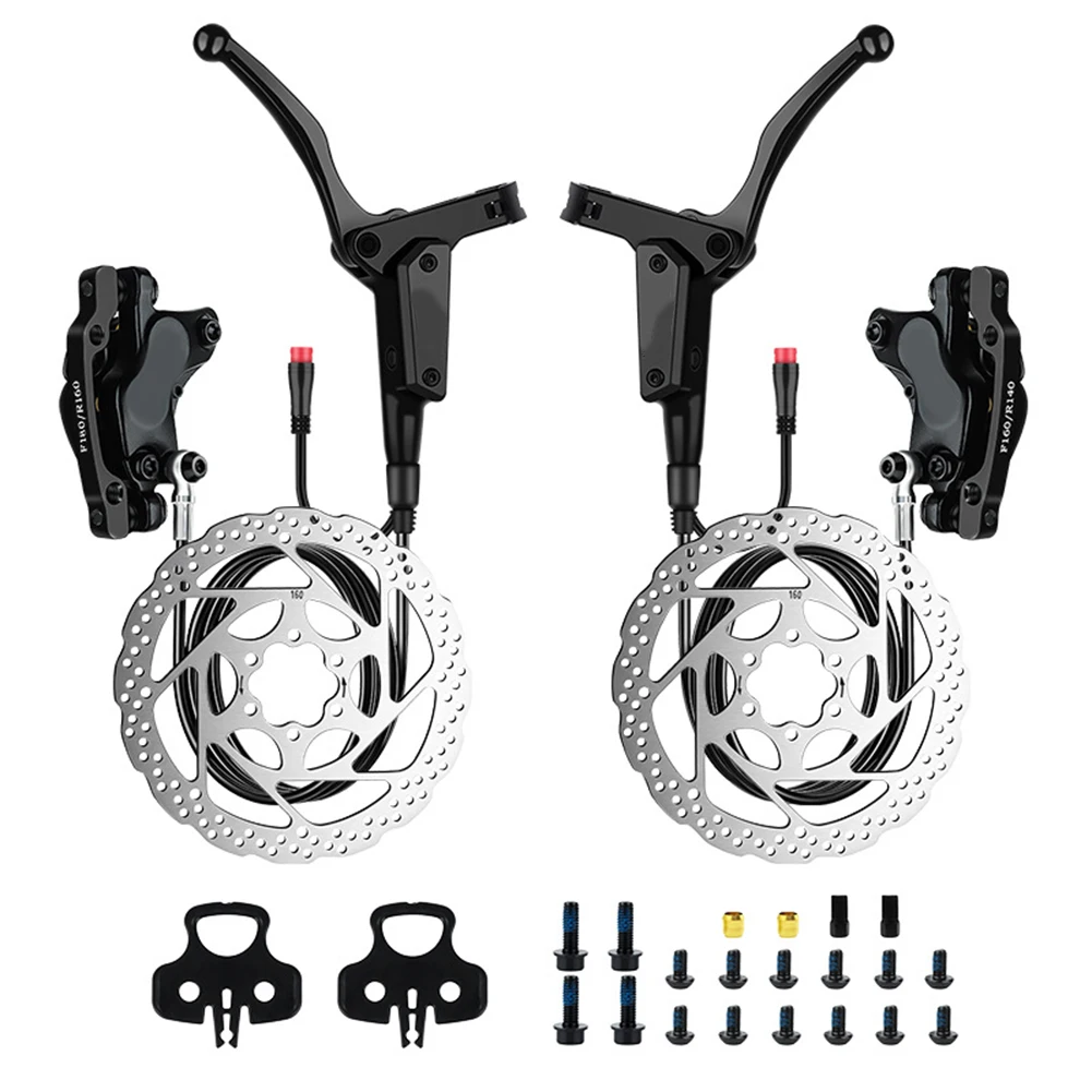 

Electric Bike Oil Disc Brake Bike Scooter Hydraulic Brakes Set PowerOff 4 Piston Brake Caliper For Disc Brakes Ranging 160-220mm