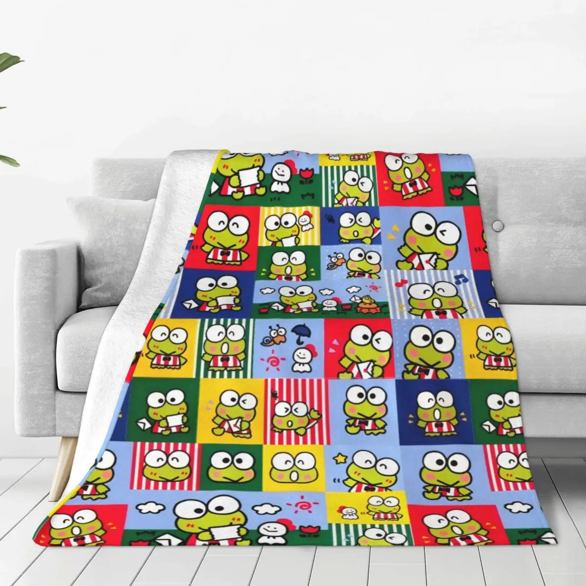 Keroppi Super Warm Blanket Decorative Plush Throw Blanket Novelty Couch Chair Flannel Bedspread Sofa Bed Cover