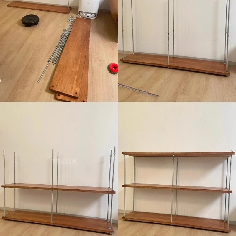 

Nordic solid wood shelves Floor-to-ceiling multi-layer storage shelves Home simple bookshelves Living room storage shelves