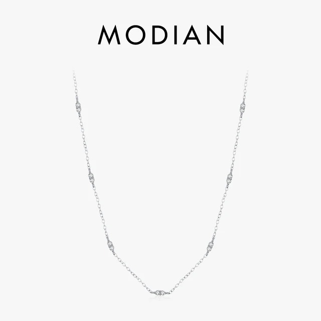 MODIAN 925 Sterling Silver delikatna prosta CZ naszyjnik naszyjnik biały złota zawieszka naszyjniki biżuteria prezenty dla kobiet prezenty