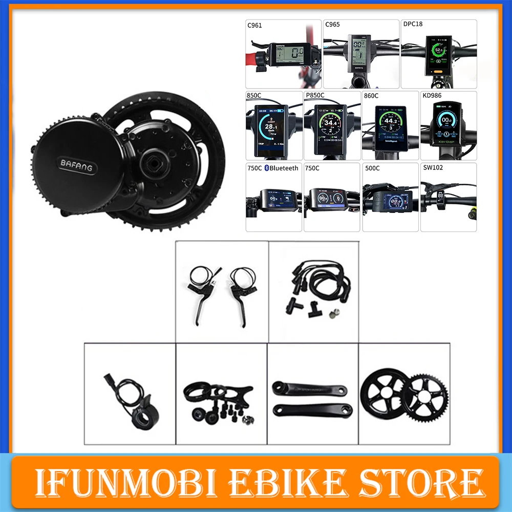 iFunMobi 36V 250W Mid-Drive Motor Conversion Kits Bicicletta elettrica Kit di conversione motore a trazione centrale con display