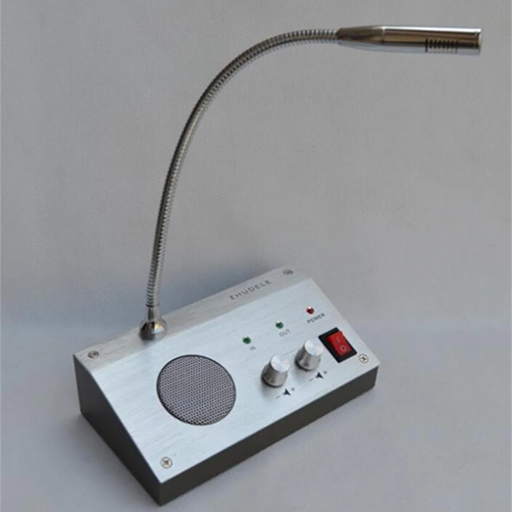 Dual-Way Intercom System Adjustable Volume Noise-Free Bank Counter Window Speaker Station Use Eu Plug Compatible