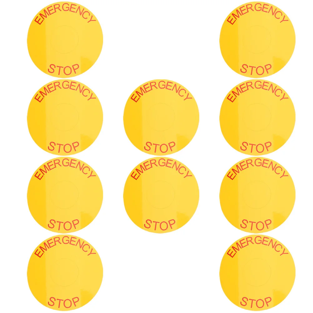 10 Pcs Emergency Stop Sign Indicator Decal Label Sticker Signs Decals Yellow Shut-off