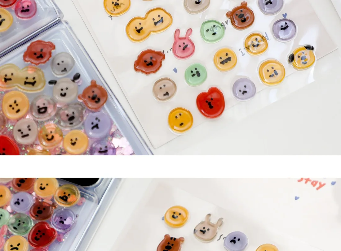 Koreanische 3D Smiley-Kristallaufkleber DIY Bastelbedarf BONITO Edelstein-Sticker für Scrapbooking, Junk Journal & Heimdekoration – Detail 8