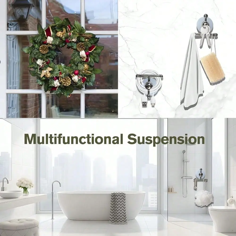 

Suction Cup Hooks For Shower Suction Cup Wreath Hanger For Front Door, Reusable, Multifunctional Hooks For Bathroom Window Door