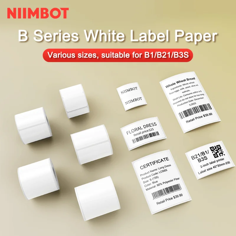 Niimbot B21/B3S Termiczny papier na etykiety Etykiety termiczne Papierowe etykiety na ubrania Lista cen Maszyna do etykietowania żywności