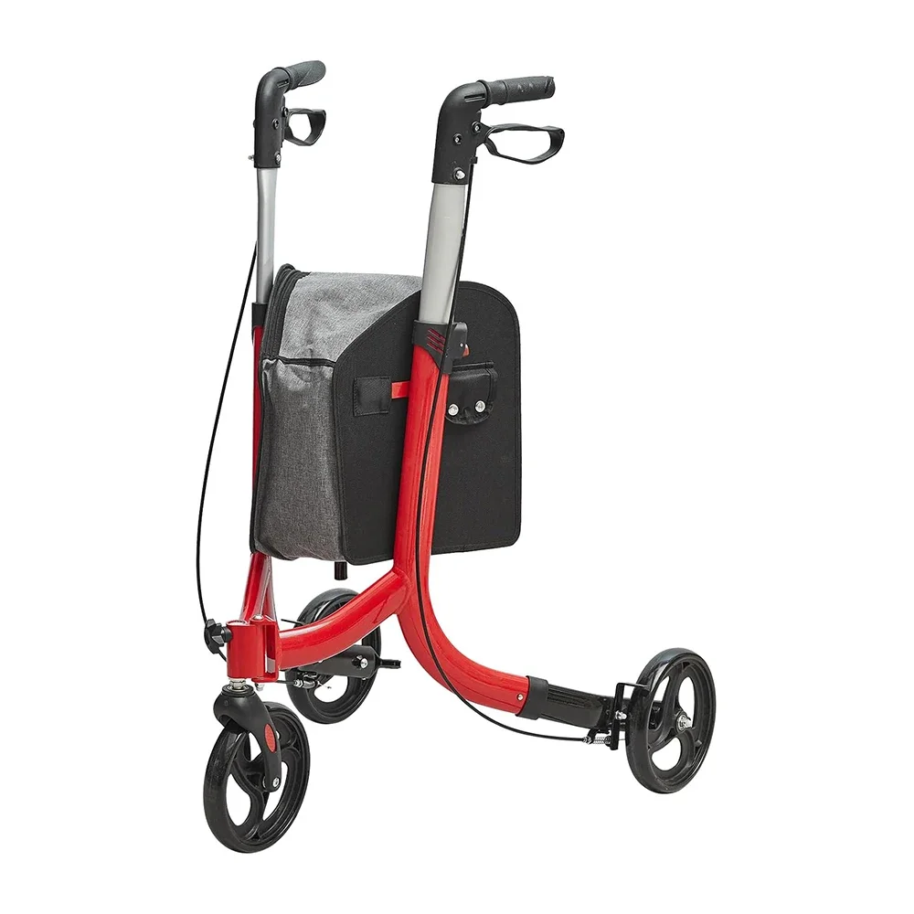 

Short delivery time folding walker portable patient adjustable shopping medical outdoor steel rollator walker with bag