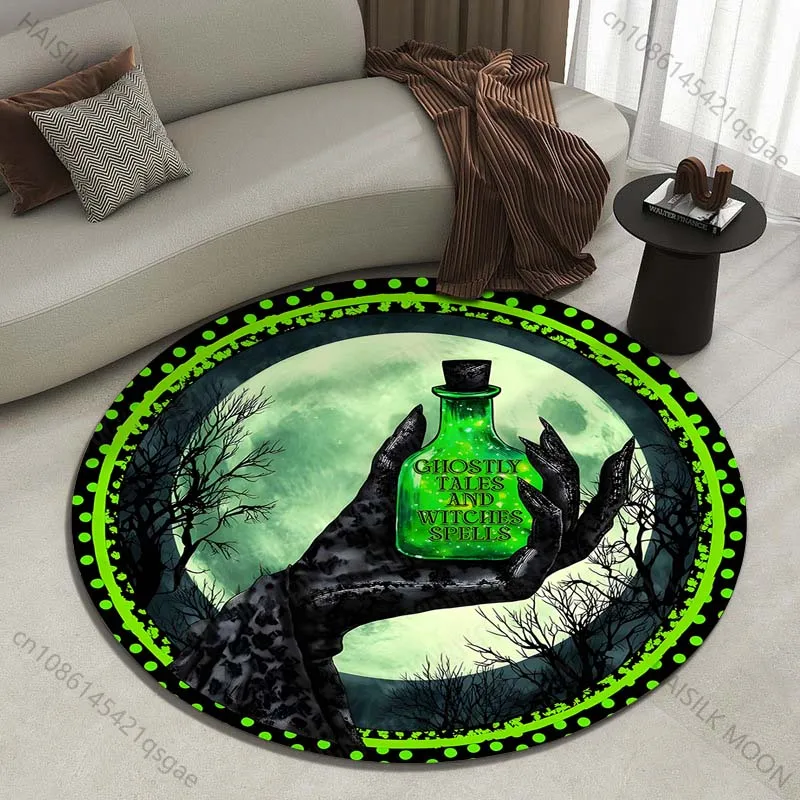 Mysterious witch holding glowing potion Printed round carpet living room sofa table carpet large pet mat soft round carpet