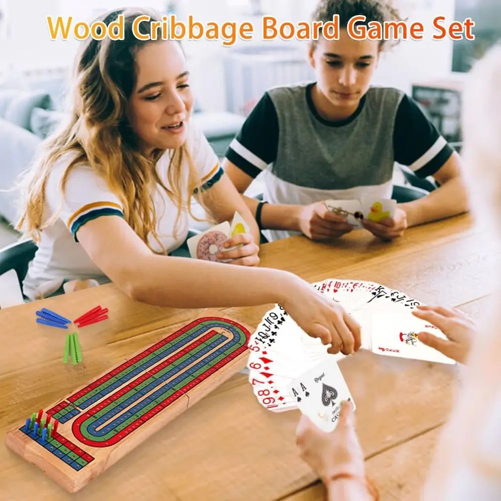 

Wooden Cribbage Wars Board Game Scoreboard Classic Cribbage Board Game Set With Built-in Storage Compartment