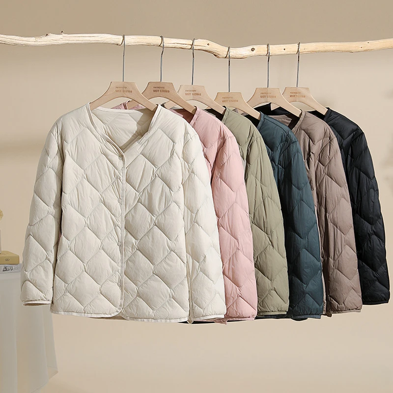 Autumn Winter Warm White Duck Down Coat Women Slim Jackets Female Fashion Ultra Lightweight Packable Puffer Coats