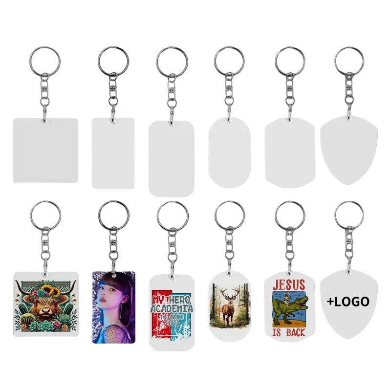 10 Sets 1mm Thick Aluminum Sublimation Blanks Key Holder Photo Frame Double-Sided Keychain for Bag Key Decor