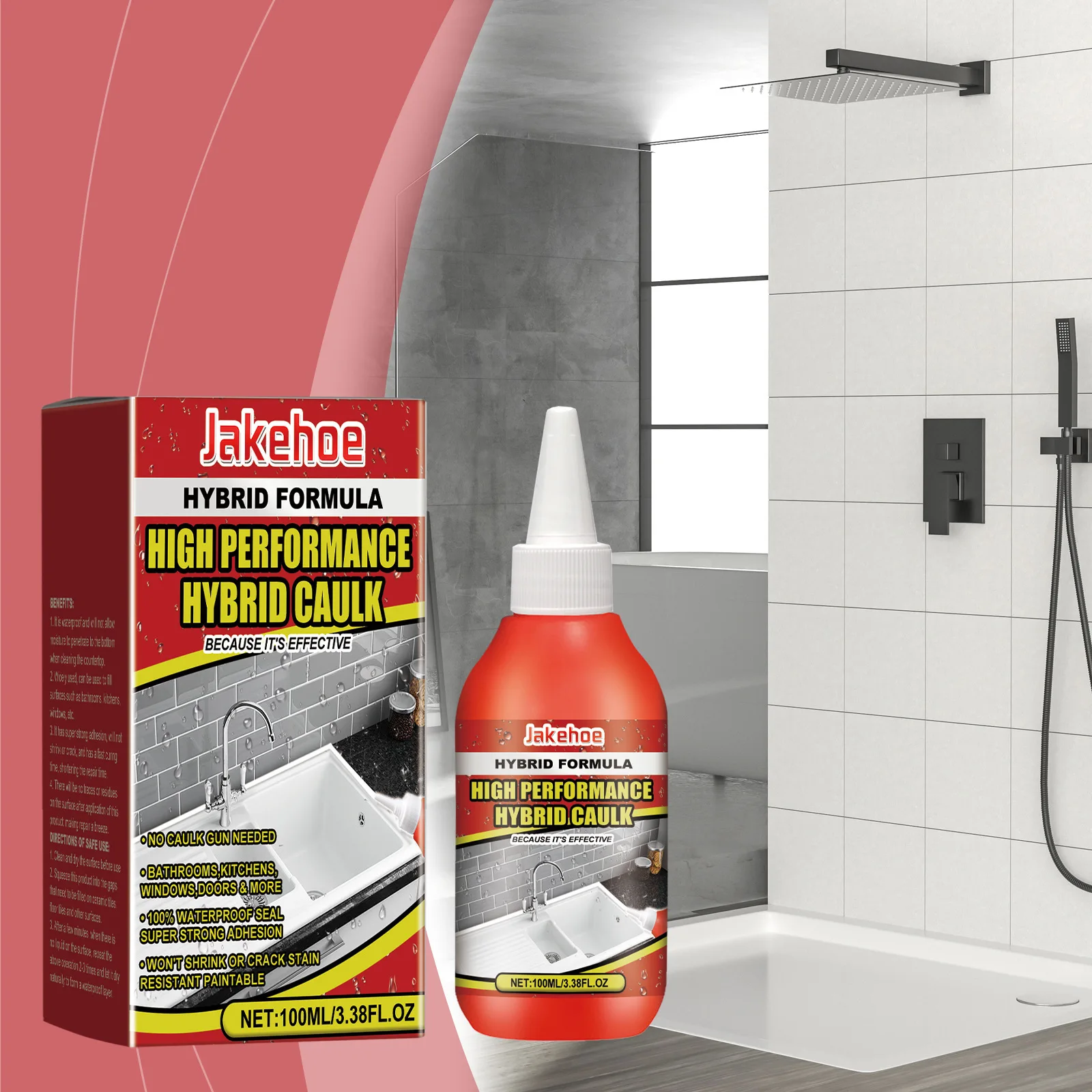 

Flexible Waterproof Sealant 100ml, Crack Filler for Tiles & Floors, Weatherproof Polymer Caulk, High Elasticity Gap Filler