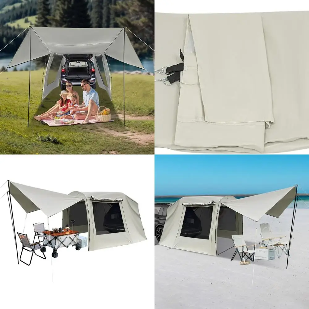 

4-6 Person Car-Suitable Camping Tent with Storage Bag, White, 15.91ft L x 7.87ft W x 6.4ft H