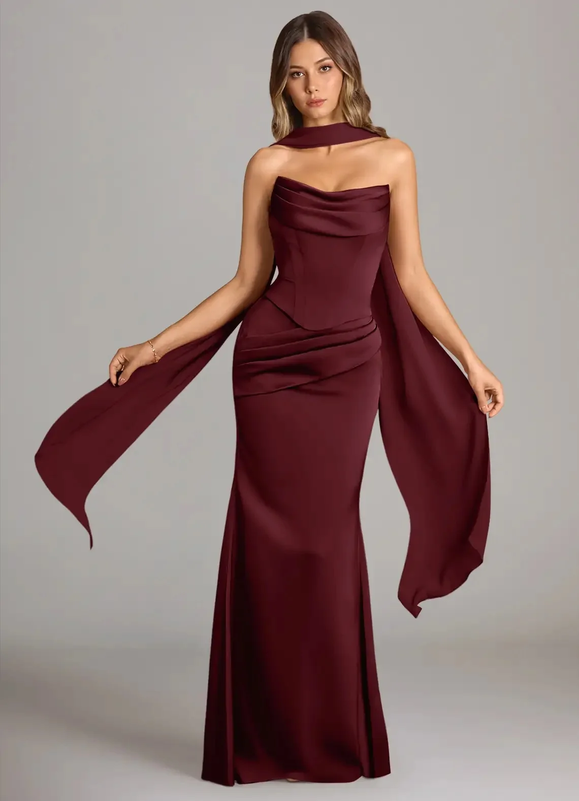 

Arya Elegant Classic Evening DressesTaffeat for Floor-Length Strapless Backless Prom Dress Bow Vestidos De Fiesta Customized