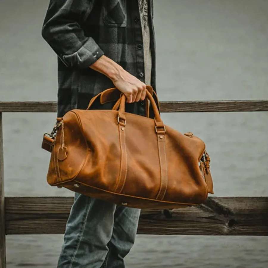 Large Leather Duffle Bag for Travel - Spacious Weekend Getaway Bag