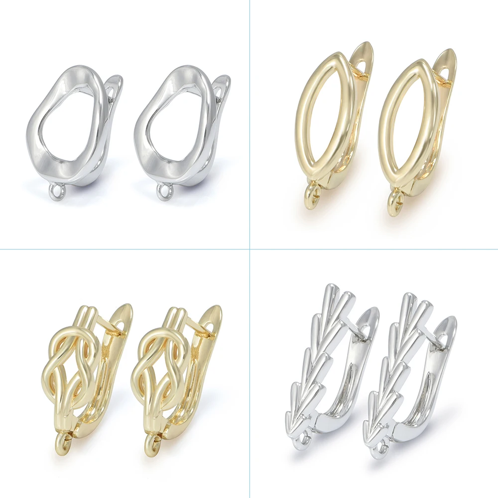 DARENLI 1 Pair Hpoallergenic DIY Brass Earrings Hooks 18K Gold/Rhodium Plated Jewelry Making Accessories Materials Wholesale