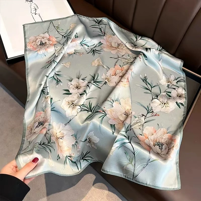 BYSIFA|Spring Light Green Natural Silk Scarf Women Fashion Brand 100% Silk Square Scarves Foulard Women Scarves Bufandas 65*65cm