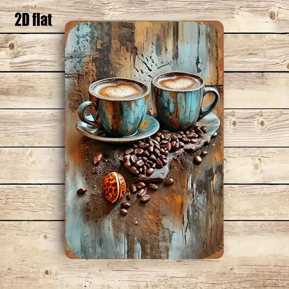 1pc 20x30cm Iron Metal Tin Sign Vintage Coffee Cup Beans Decorative Wall Art for Home Kitchen Bar Cafe Garage Office