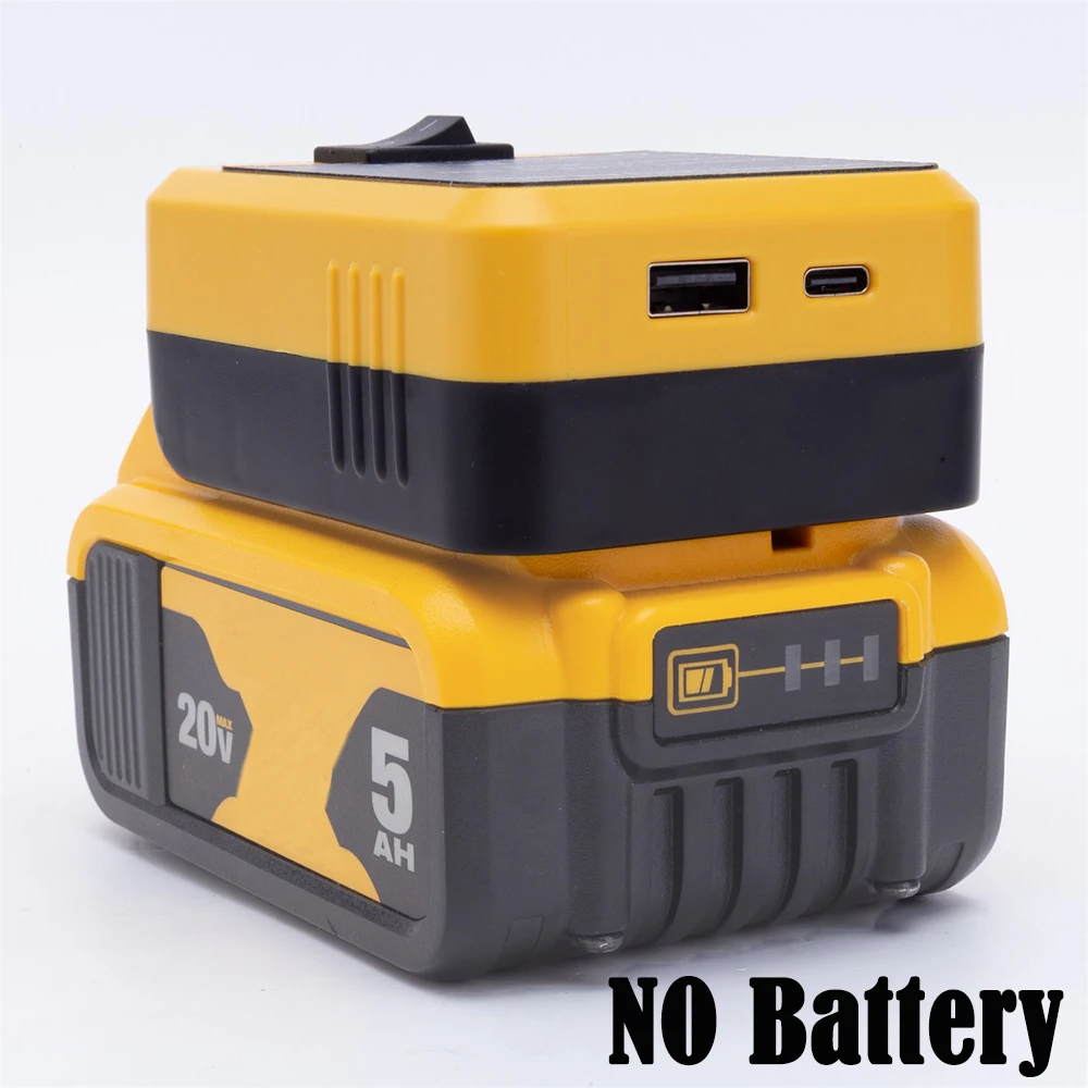 Adapter Power Bank for DeWalt 20V DCB200 Lithium Battery for Mobile Phone Fast Charging Interface (Not a Battery Charger)