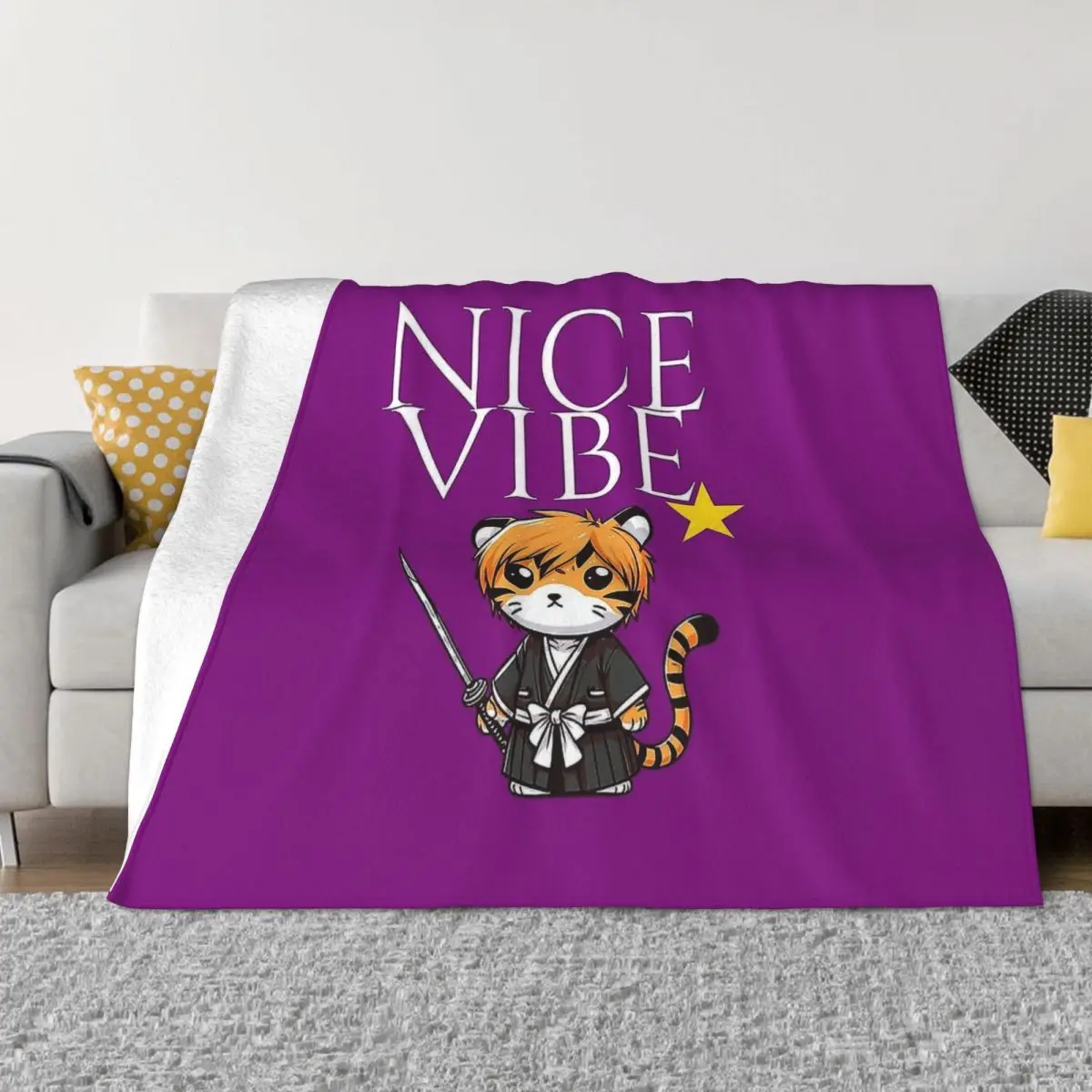 Bleach Nice Vibe Tiger Ultra-Soft Micro Fleece Blanket Black Flannel Blanket