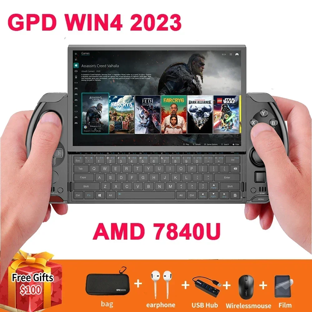 Новое поступление! GPD WIN4 Win 4 2023 AMD 7840U 6-дюймовый портативный геймпад, планшет WIN10 Systerm, карманный мини-ПК, ноутбук, игровая консоль