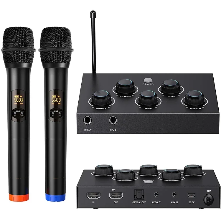

Wireless Microphone System Karaoke Mixer Multiple Sound Effect Mic For Smart TV Computer Home Theatre System Power Amplifier