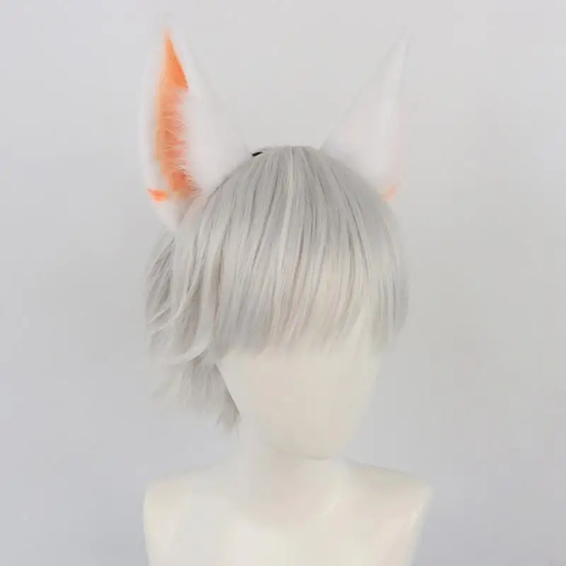 H58E Foxes Ears Headband Tail Fuzzy Cats Ears Headband Tail Halloween Cosplay Party Cats Costume Accessories for Kid Adult