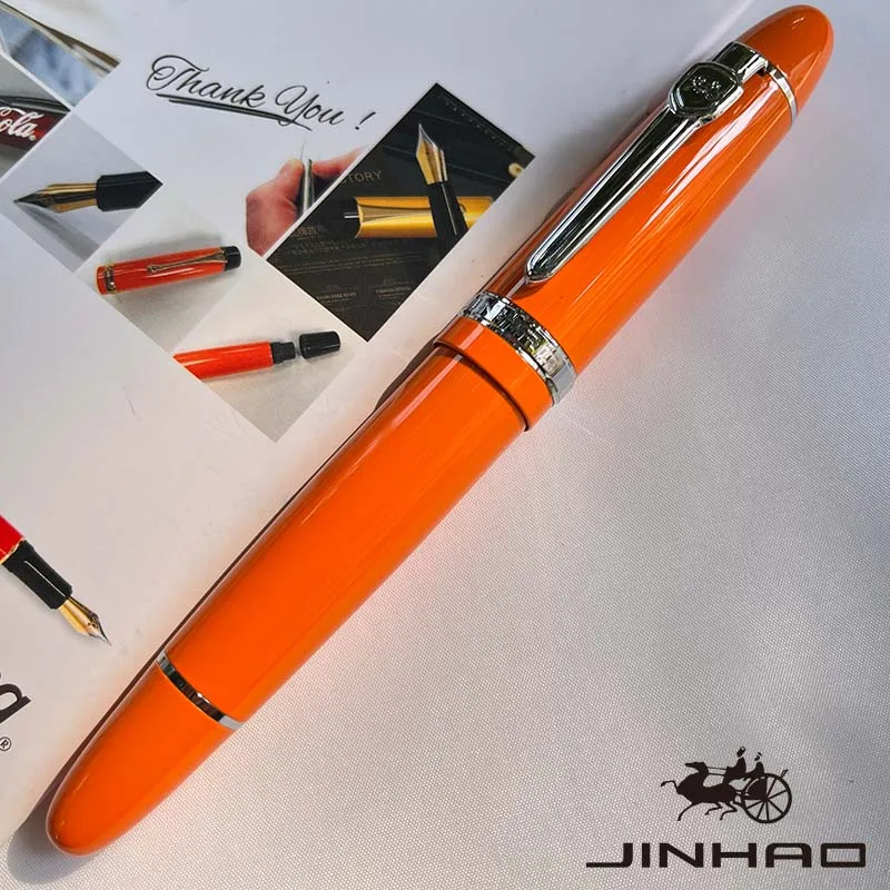 1 STKS JINHAO 159 Klassiek ontwerp zilveren rand kalligrafie Iridium zakelijke pen met converter - afbeelding 1