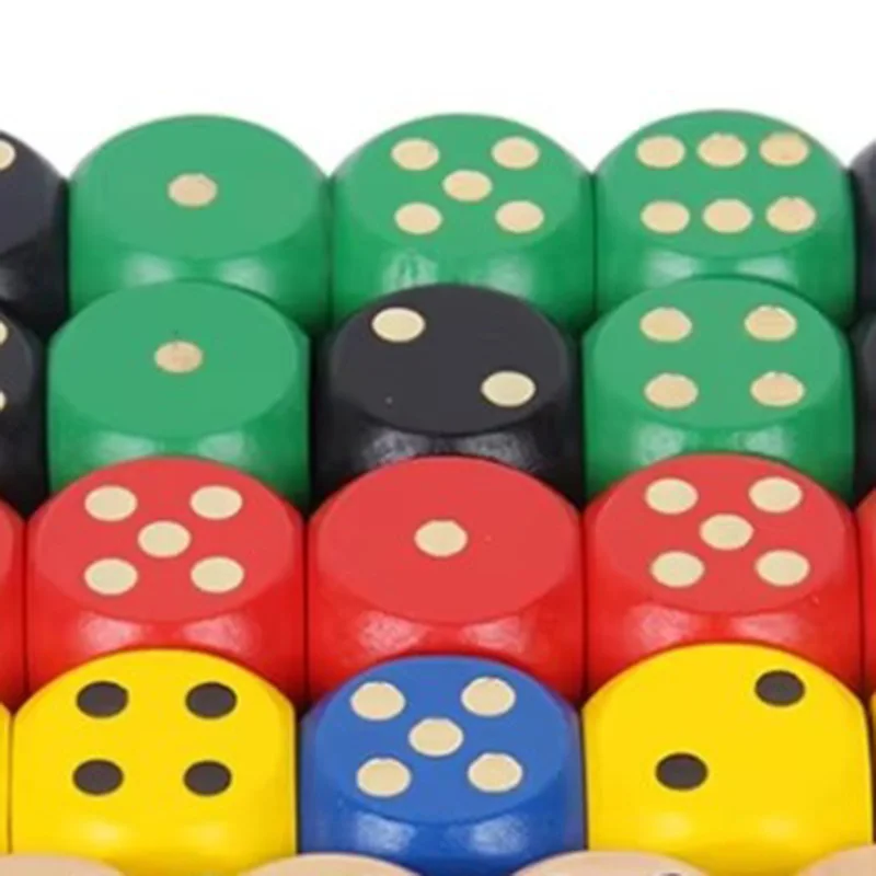

10 шт./компл., 16 мм, круглые игральные кости, деревянные 6-сторонние красочные точечные игральные кости, аксессуар для настольной игры