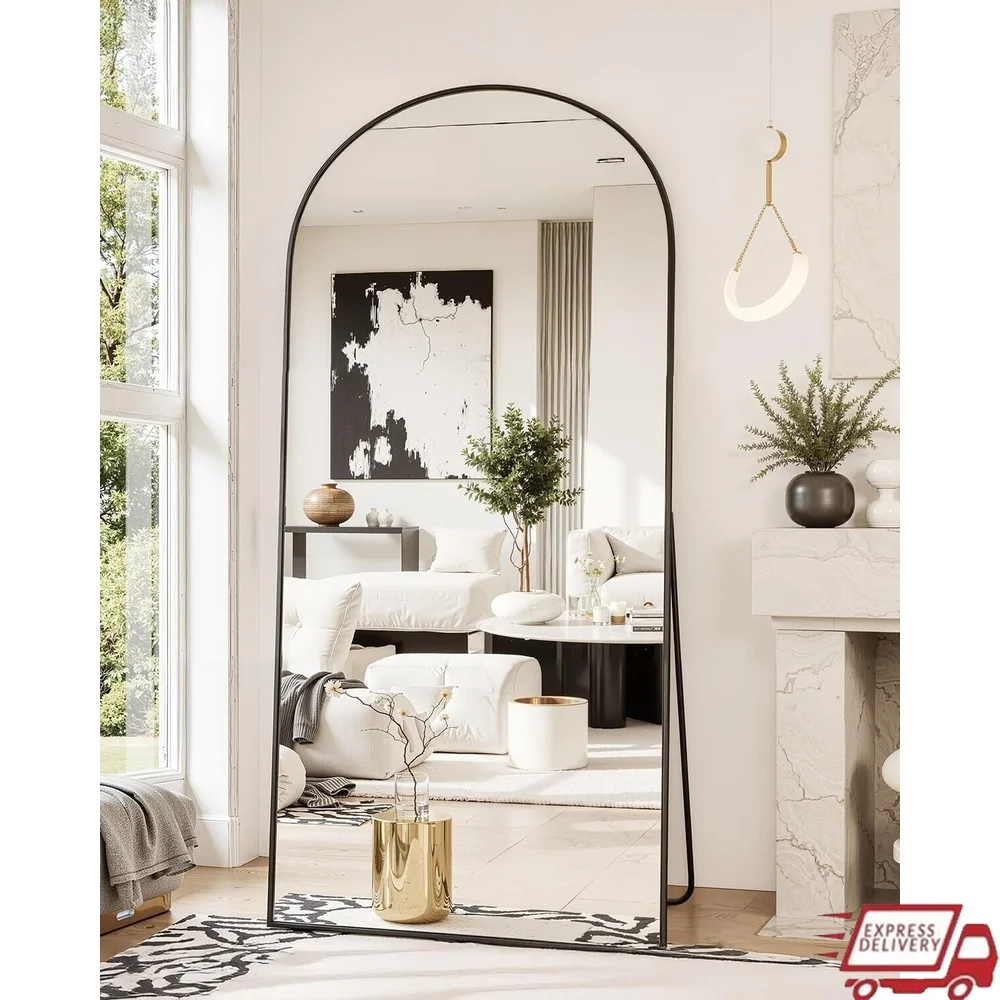

Arched Full Length Mirror 68"x22" Aluminum Alloy Frame HD Clarity Floor Mirror Versatile Placement Elegant Design Shatter