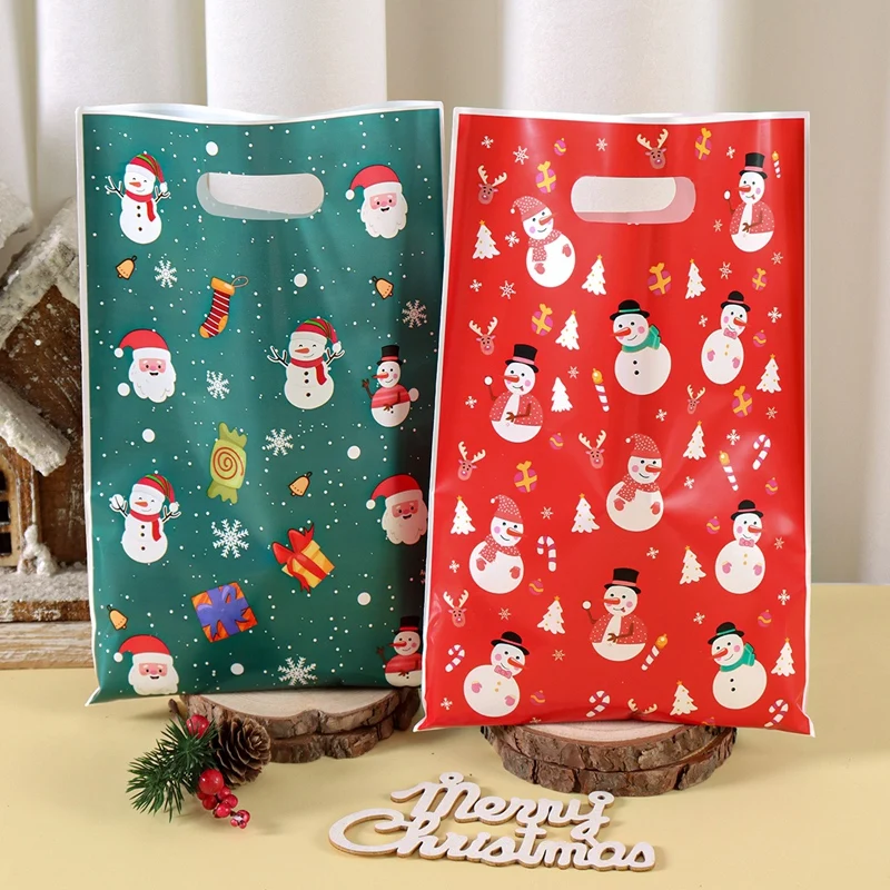 10/20/50 Stück Weihnachtsgeschenktüten 4-Farben-Design Schneemann Süßigkeiten-Partygeschenke für Frohes Neues Jahr 2027 Süßigkeiten-Snack-Verpackungsbeutel – Detail 4