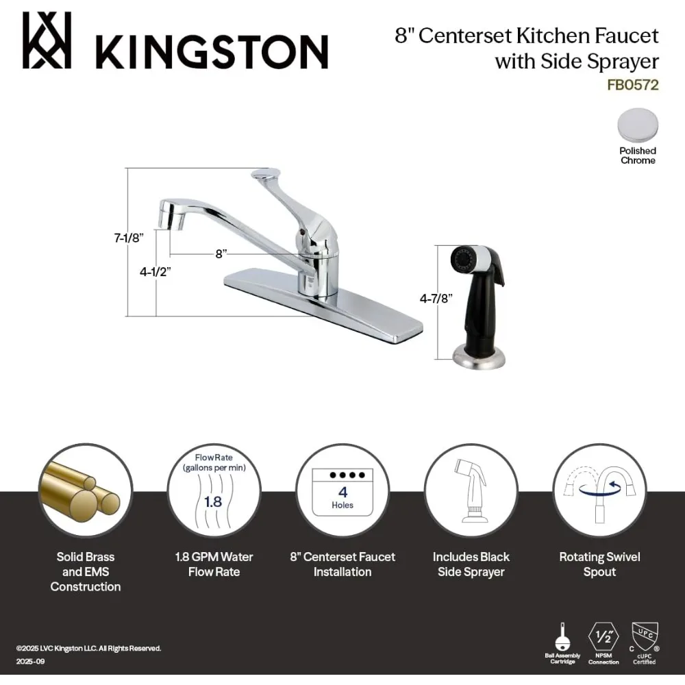 صنبور مطبخ أنيق بمقبض واحد مع بخاخ منسدل، لمسة نهائية مصقولة من الكروم للمنازل الحديثة