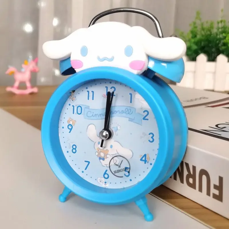 Anime Sanrioed Kittys Cartoon Doll Alarm Clock Kawaii Kuromi Kids Bedroom Bedside Desk Clock Student Wake Up Alarm Clock Gift