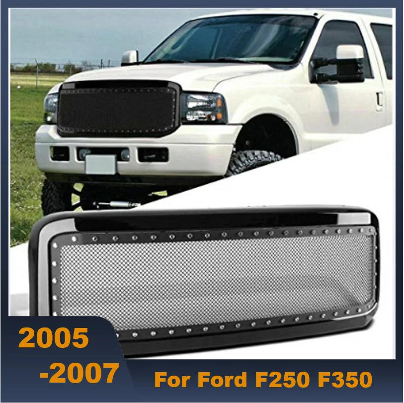 High Quality ABS Front Middle Grill Racing Grills Rivet Style Fit For Ford F250 F350 2005-2007