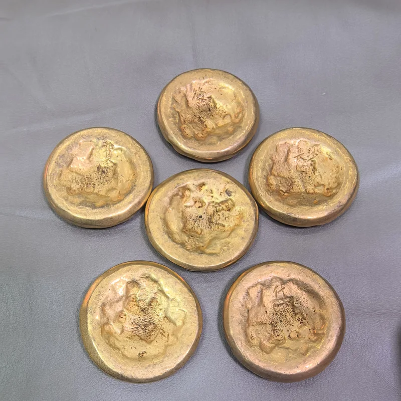 Ancient pure copper gilded coin a gold nugget ornament.