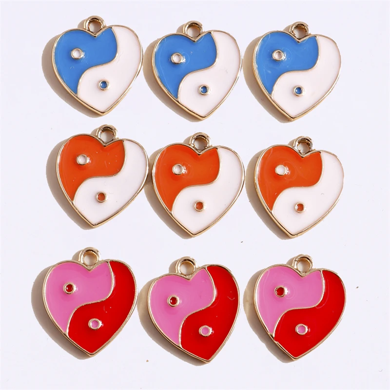 

Duarte 20Pcs/Lot Cute Enamel Tai Chi Love Heart Charms Pendants for Jewelry Making Earrings Necklaces Bracelets DIY Crafts Gifts