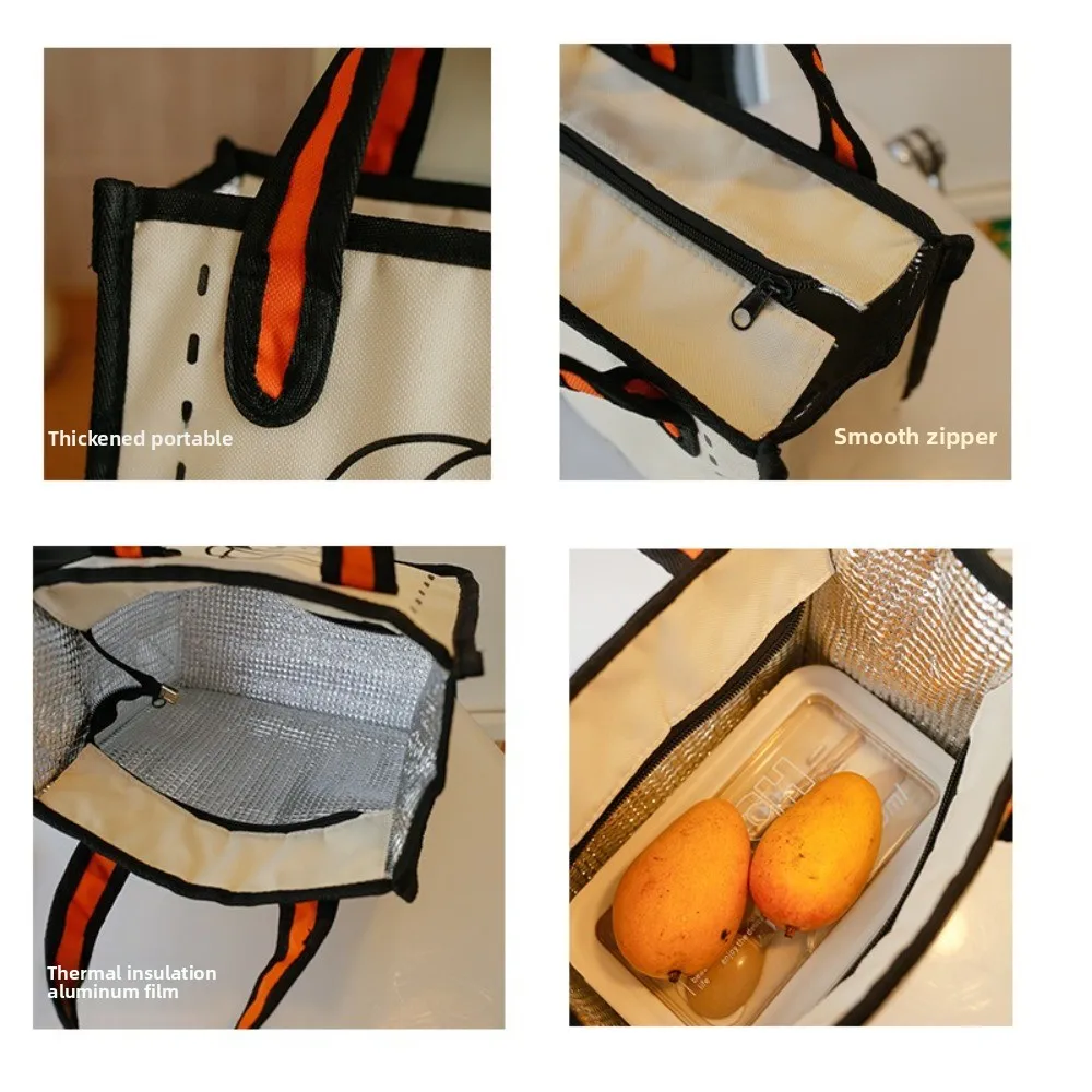 INS لطيف الكرتون أكسفورد الغداء حقيبة حقيبة يد عادية سعة كبيرة نزهة حقيبة للحفاظ على البرودة الحرارية سستة معزول حمل عشاء سطل حقيبة #5