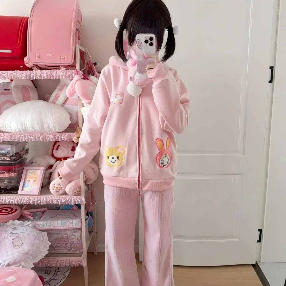 

Japanese Kawaii Coats Women Sweatshirt Autumn Slim Fit Short Cardigan Hooded Female Subculture Casual Long Sleeve Coat